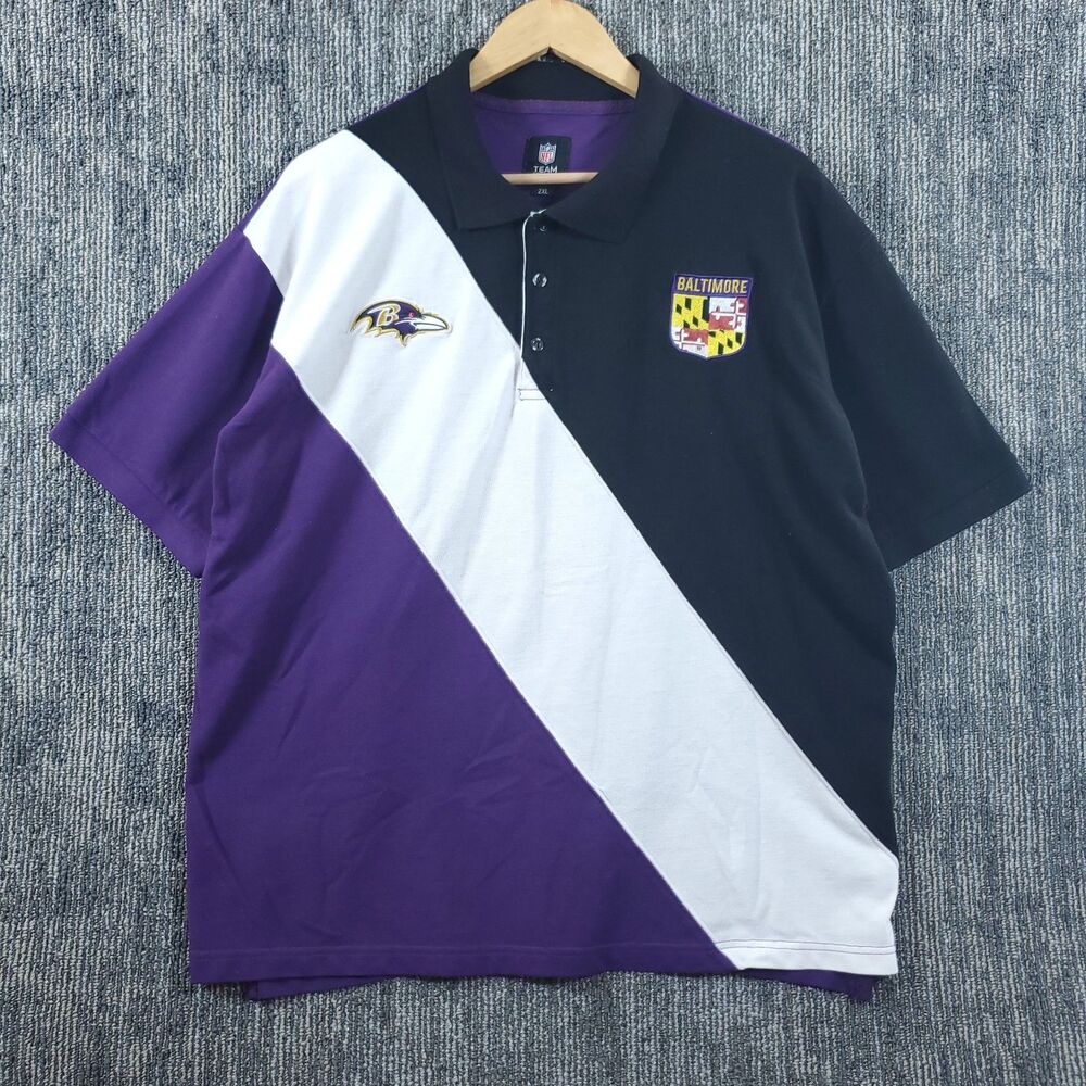 FOCO NFL Men's Baltimore Ravens Rugby Polo Shirt 2XL Embroidered Casual